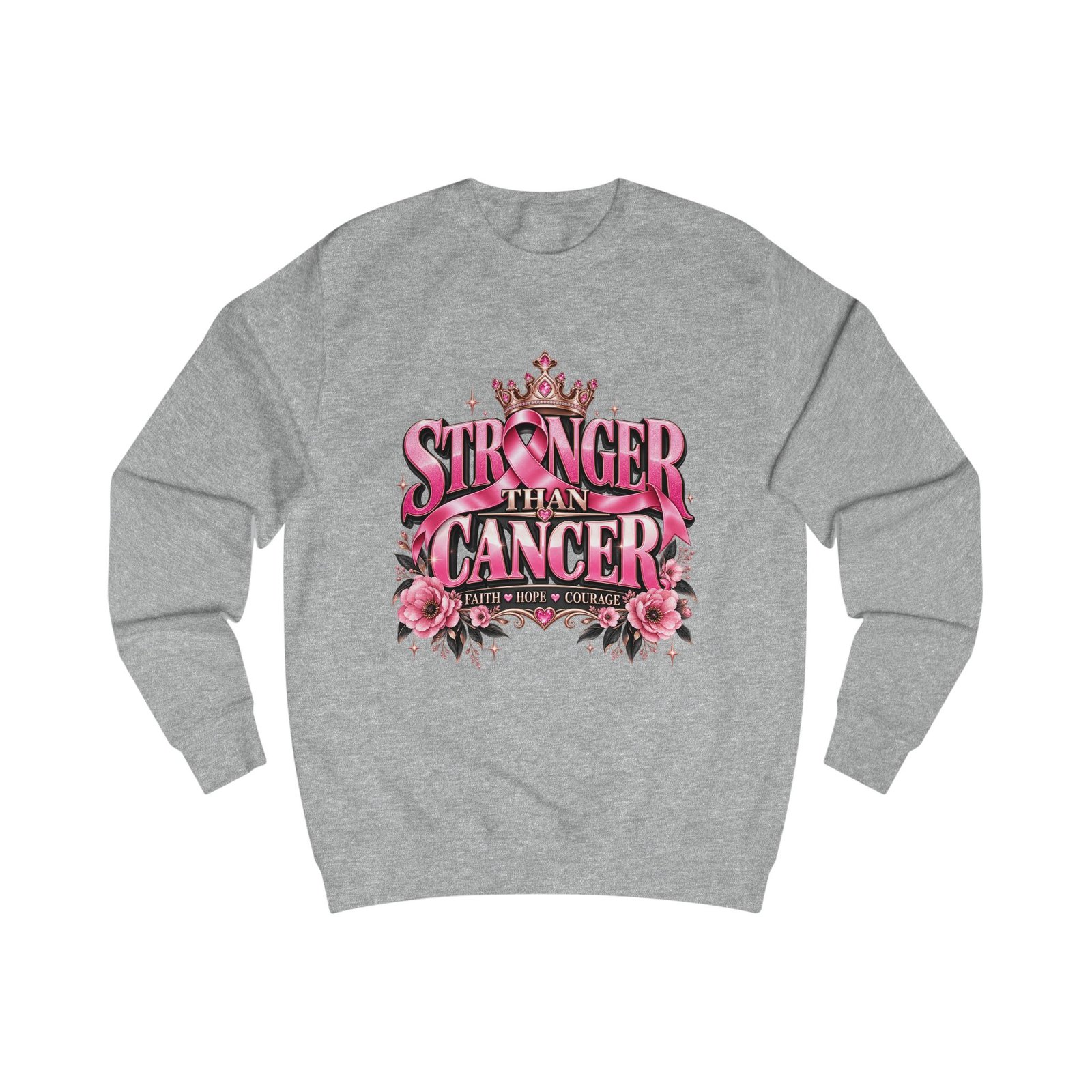 Stronger Than Cancer Sweatshirt — Pink Floral Breast Cancer Awareness Crewneck - Image 5