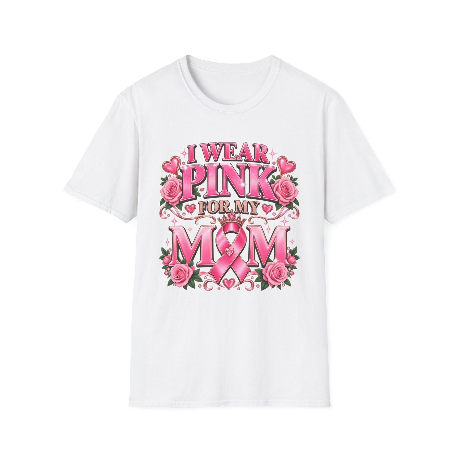 I Wear Pink For My Mom Breast Cancer Awareness T-Shirt - Image 1