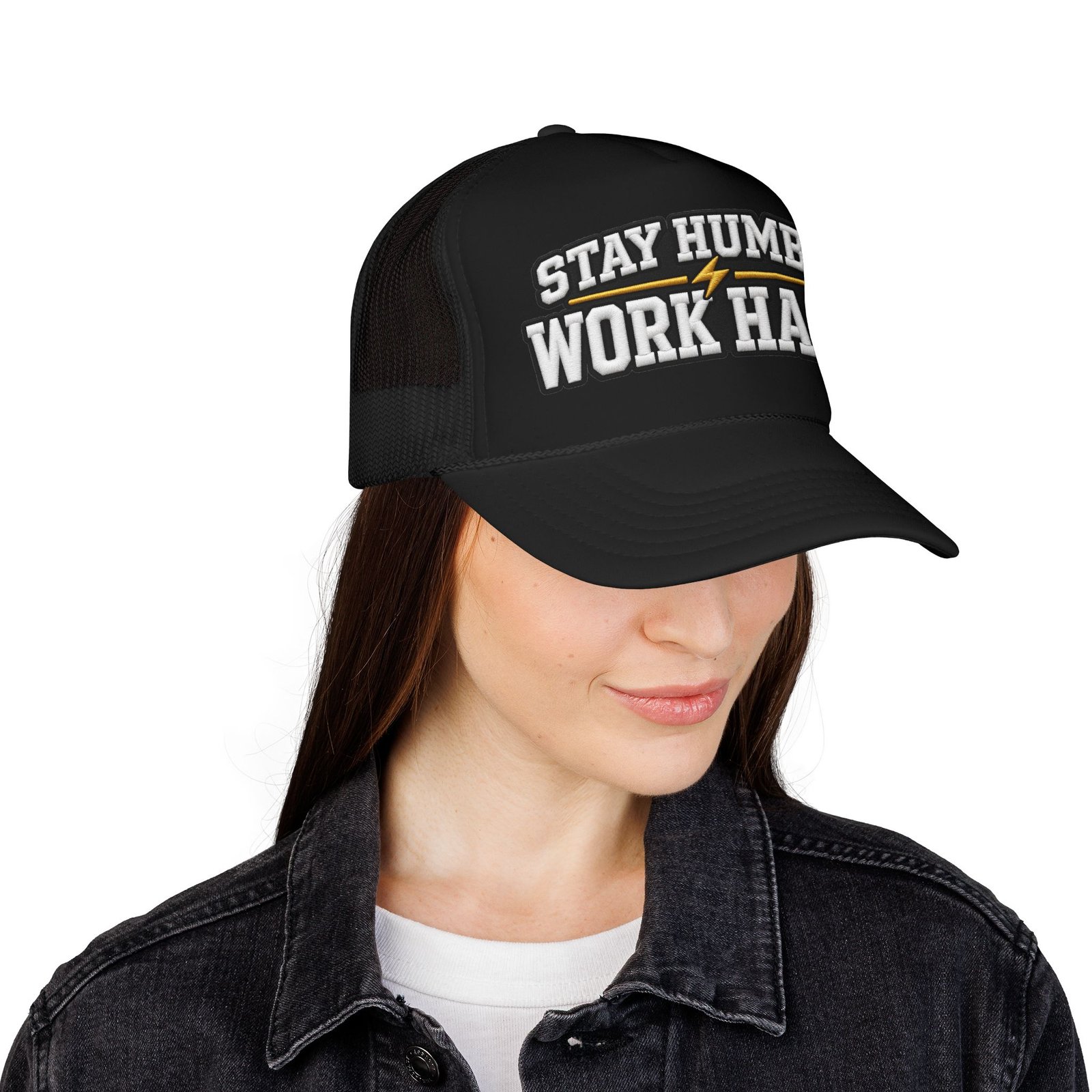 Stay Humble Work Hard Trucker Hat — Motivational Foam Mesh Cap - Image 8