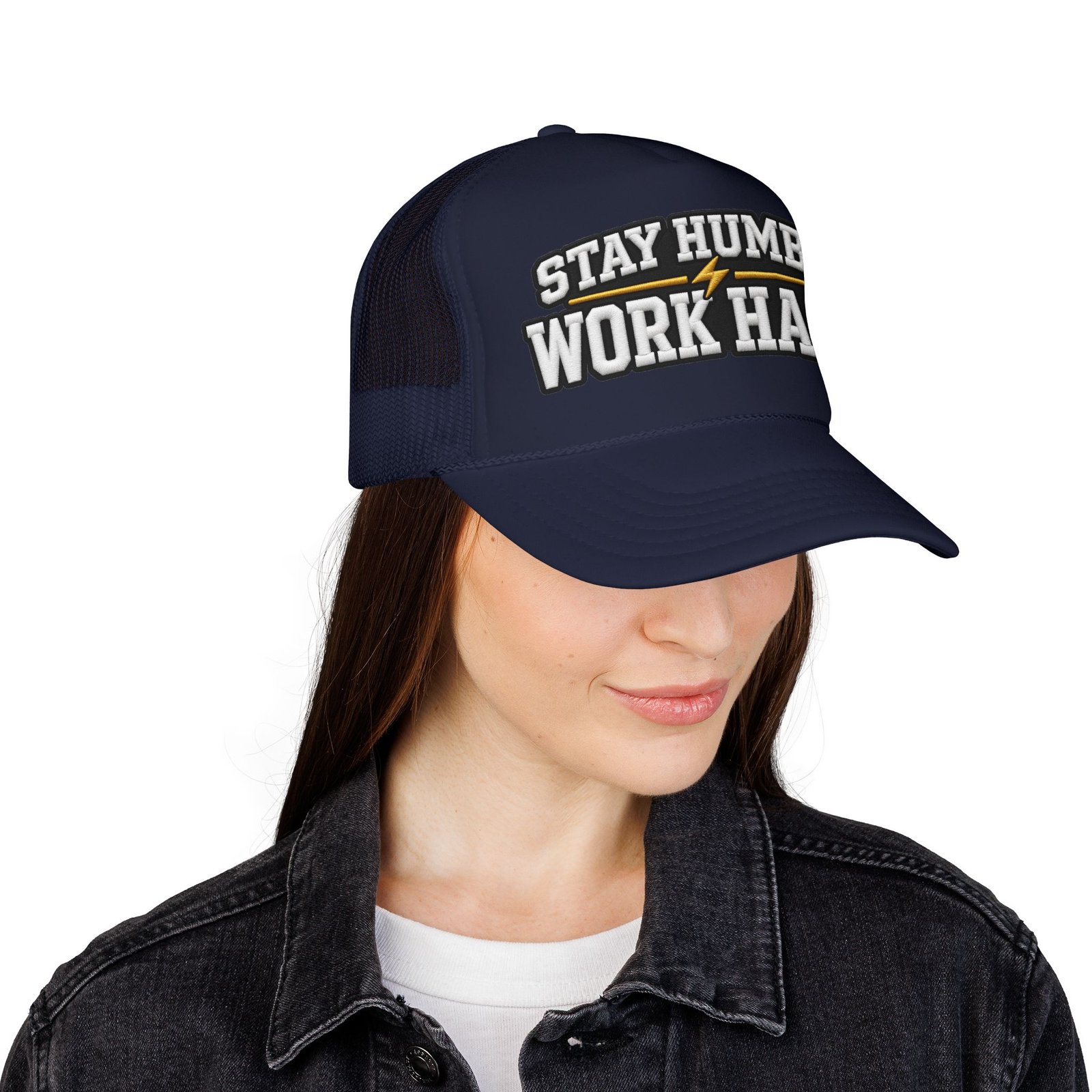 Stay Humble Work Hard Trucker Hat — Motivational Foam Mesh Cap - Image 12