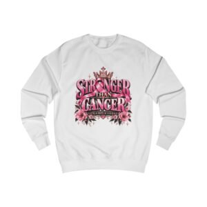 Stronger Than Cancer Sweatshirt — Pink Floral Breast Cancer Awareness Crewneck