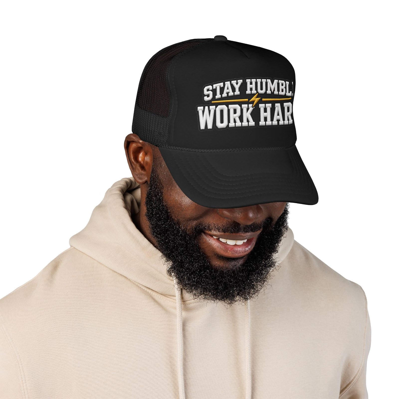 Stay Humble Work Hard Trucker Hat — Motivational Foam Mesh Cap - Image 7