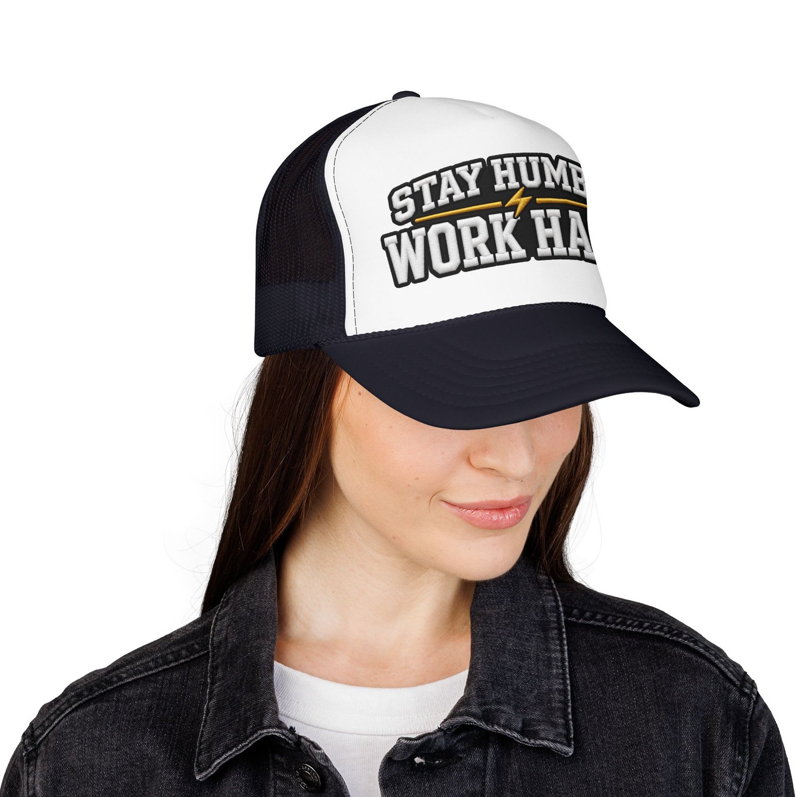 Stay Humble Work Hard Trucker Hat — Motivational Foam Mesh Cap - Image 32