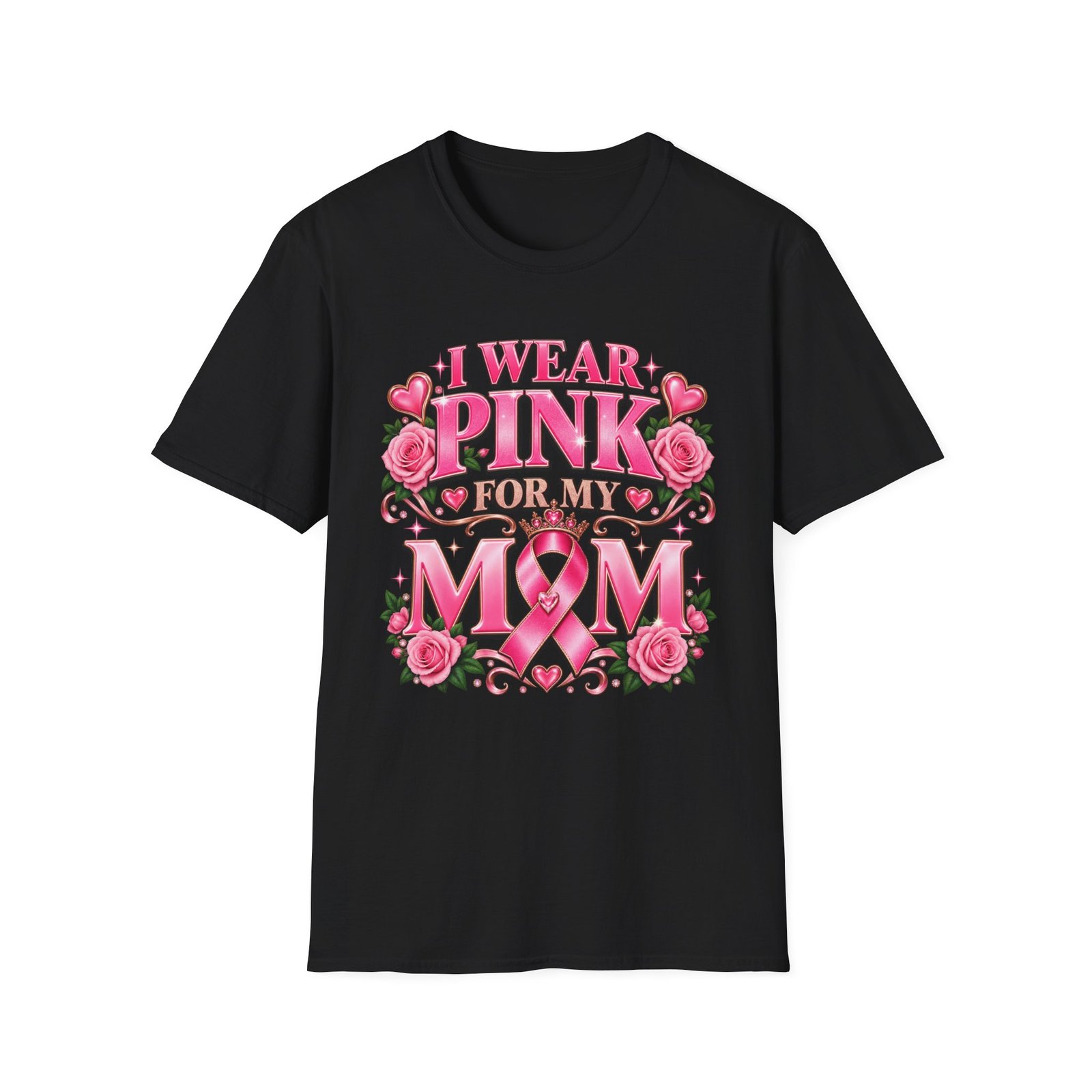 I Wear Pink For My Mom Breast Cancer Awareness T-Shirt - Image 3