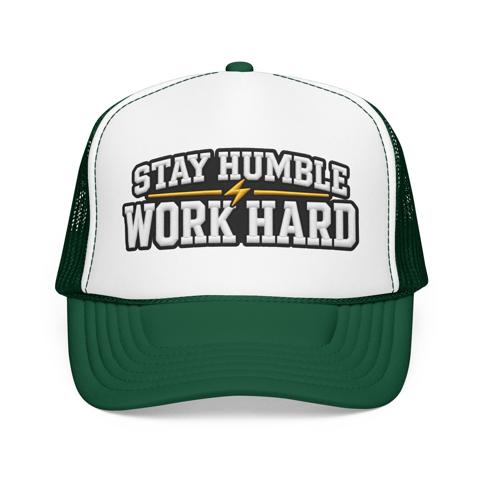 Stay Humble Work Hard Trucker Hat — Motivational Foam Mesh Cap - Image 1