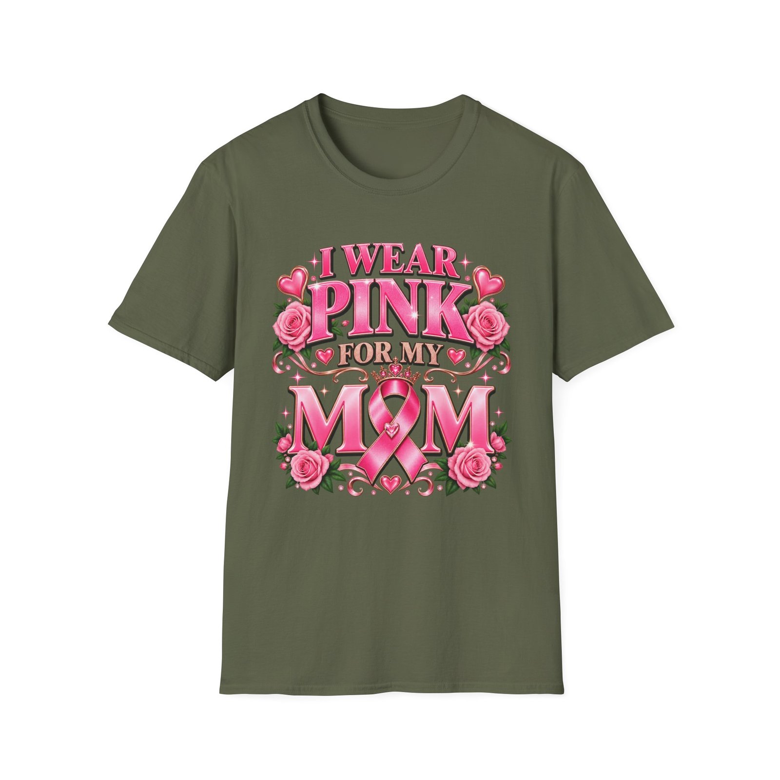 I Wear Pink For My Mom Breast Cancer Awareness T-Shirt - Image 4