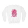 Youth Crewneck Sweatshirt — I Wear Pink For My Sister Breast Cancer Awareness Design - Thumbnail Image 1