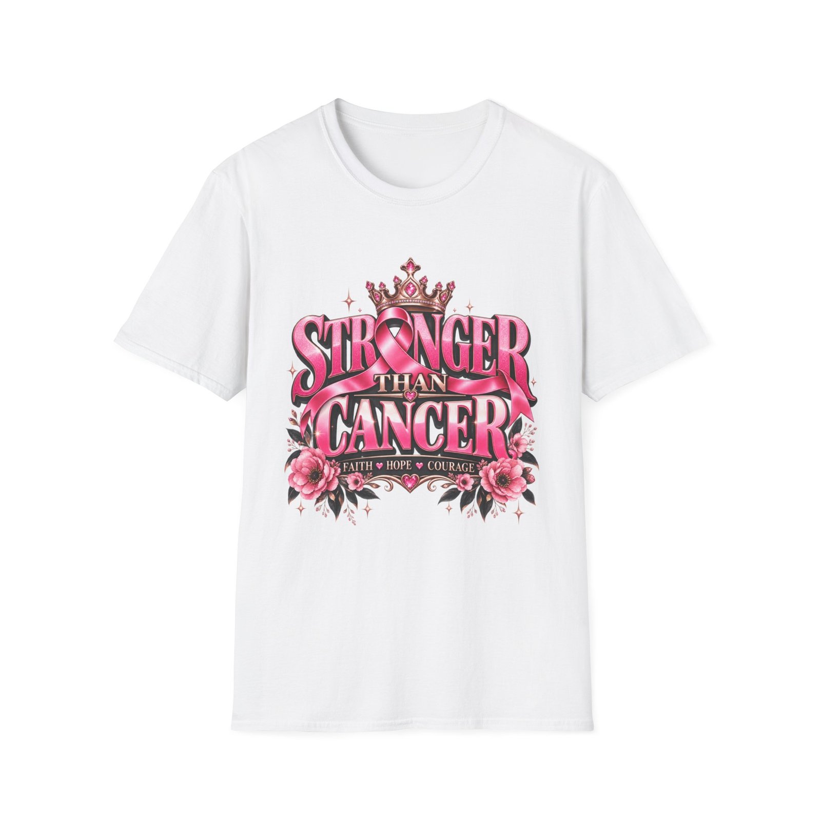 Stronger Than Cancer T-Shirt — Pink Ribbon Breast Cancer Support Tee - Image 1