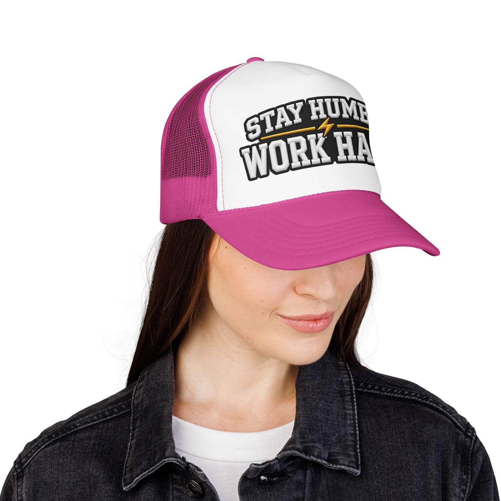Stay Humble Work Hard Trucker Hat — Motivational Foam Mesh Cap - Image 24