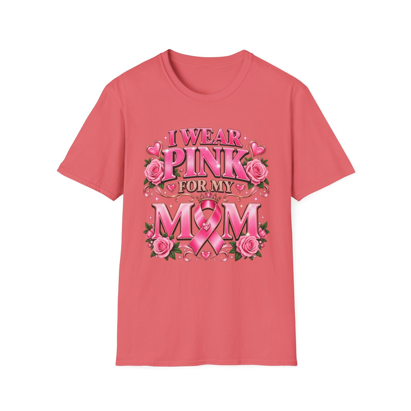 I Wear Pink For My Mom Breast Cancer Awareness T-Shirt - Image 2
