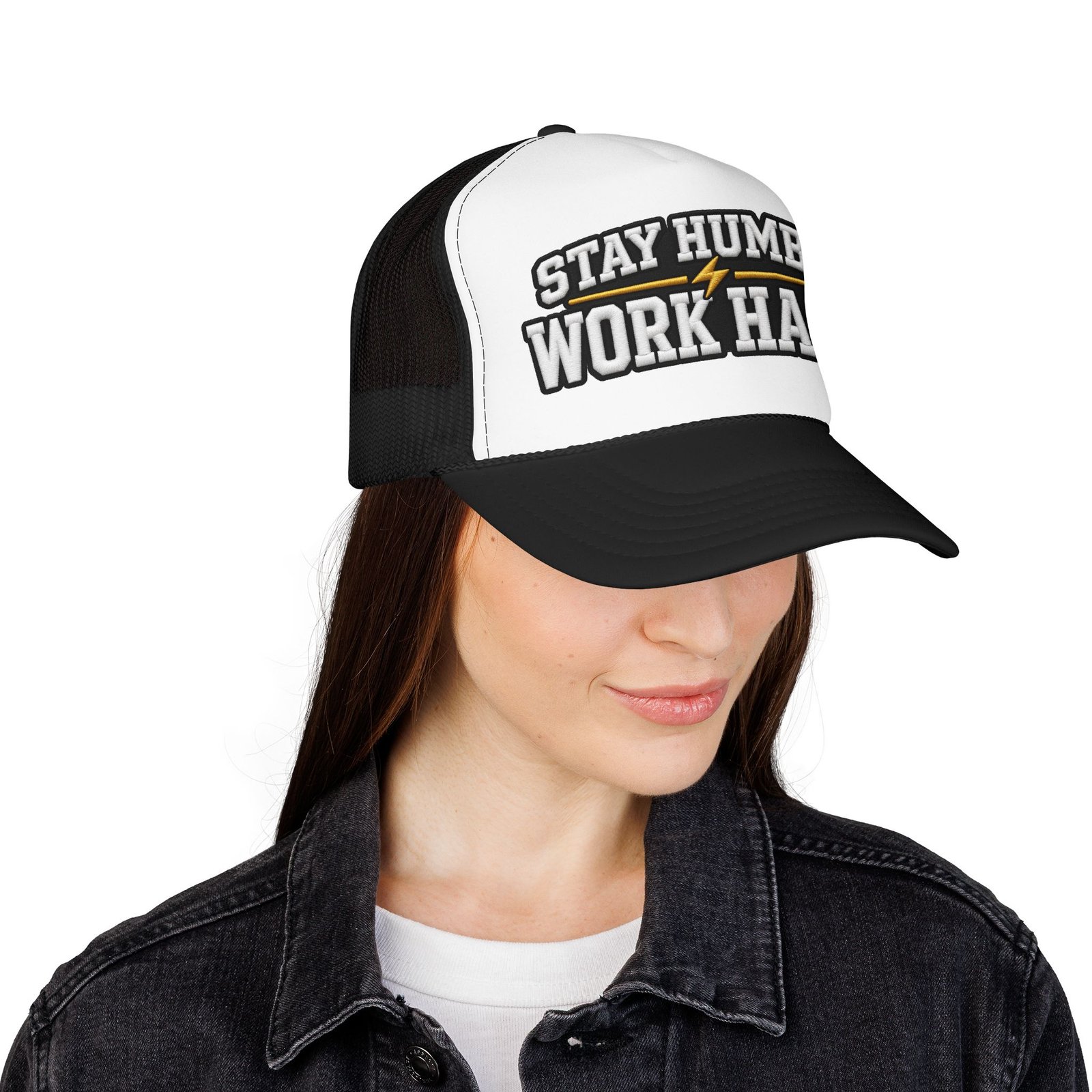 Stay Humble Work Hard Trucker Hat — Motivational Foam Mesh Cap - Image 16