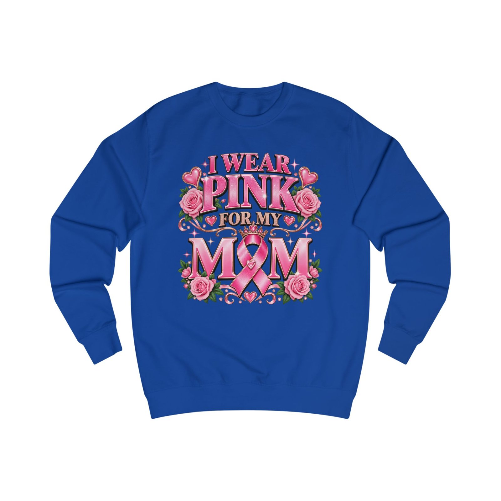 Breast Cancer Awareness Sweatshirt — "I Wear Pink For My Mom" Floral Ribbon Crewneck - Image 6