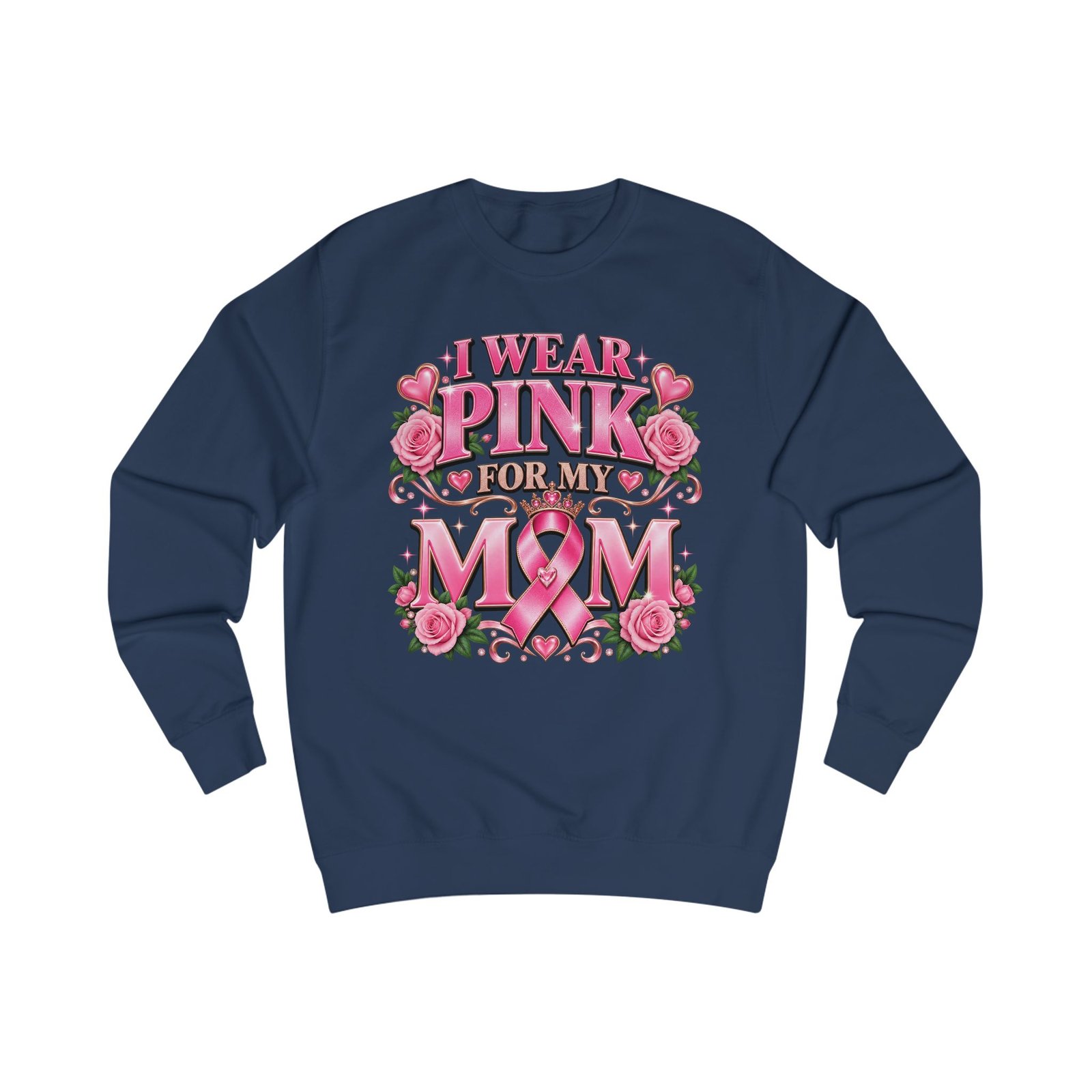 Breast Cancer Awareness Sweatshirt — "I Wear Pink For My Mom" Floral Ribbon Crewneck - Image 7