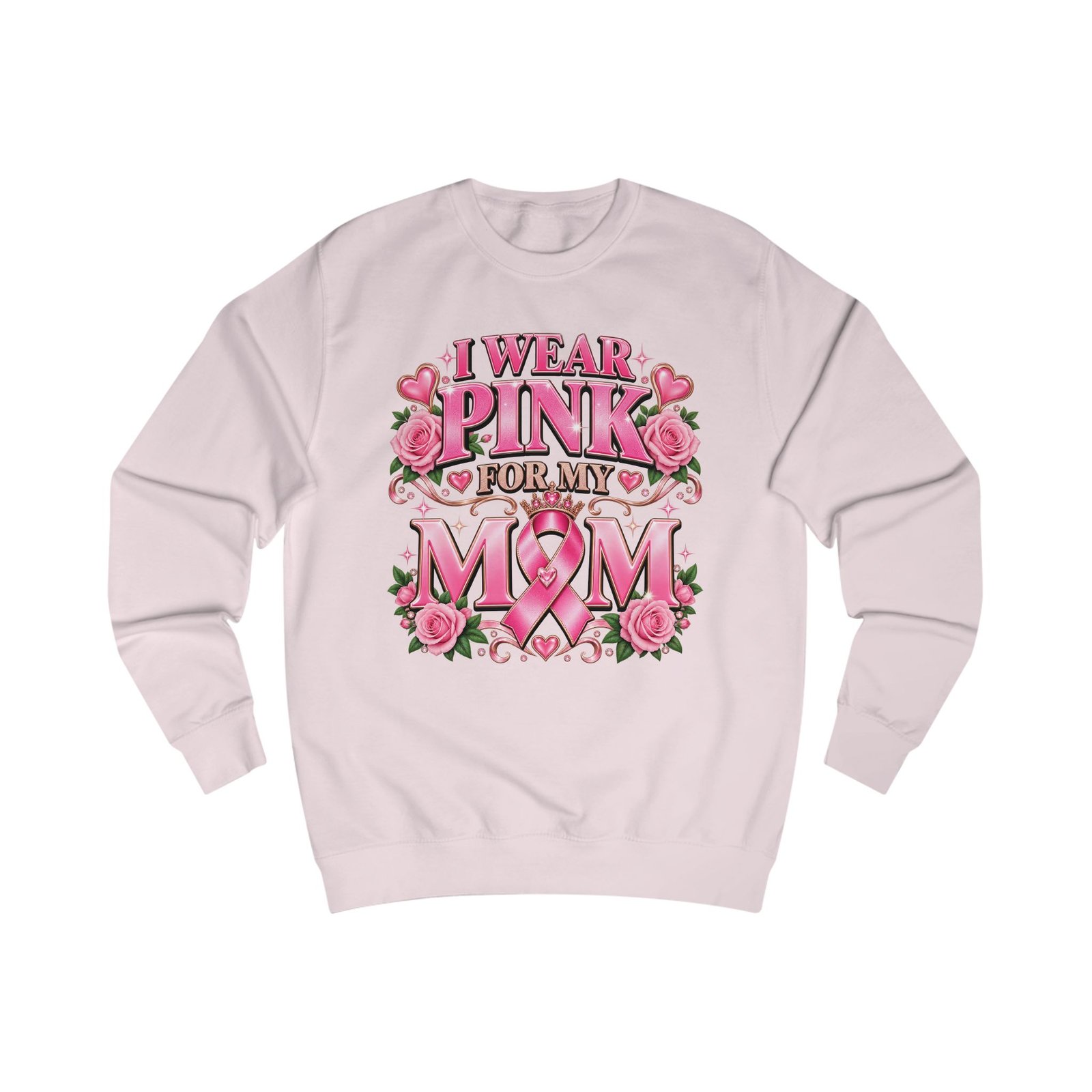 Breast Cancer Awareness Sweatshirt — "I Wear Pink For My Mom" Floral Ribbon Crewneck - Image 8