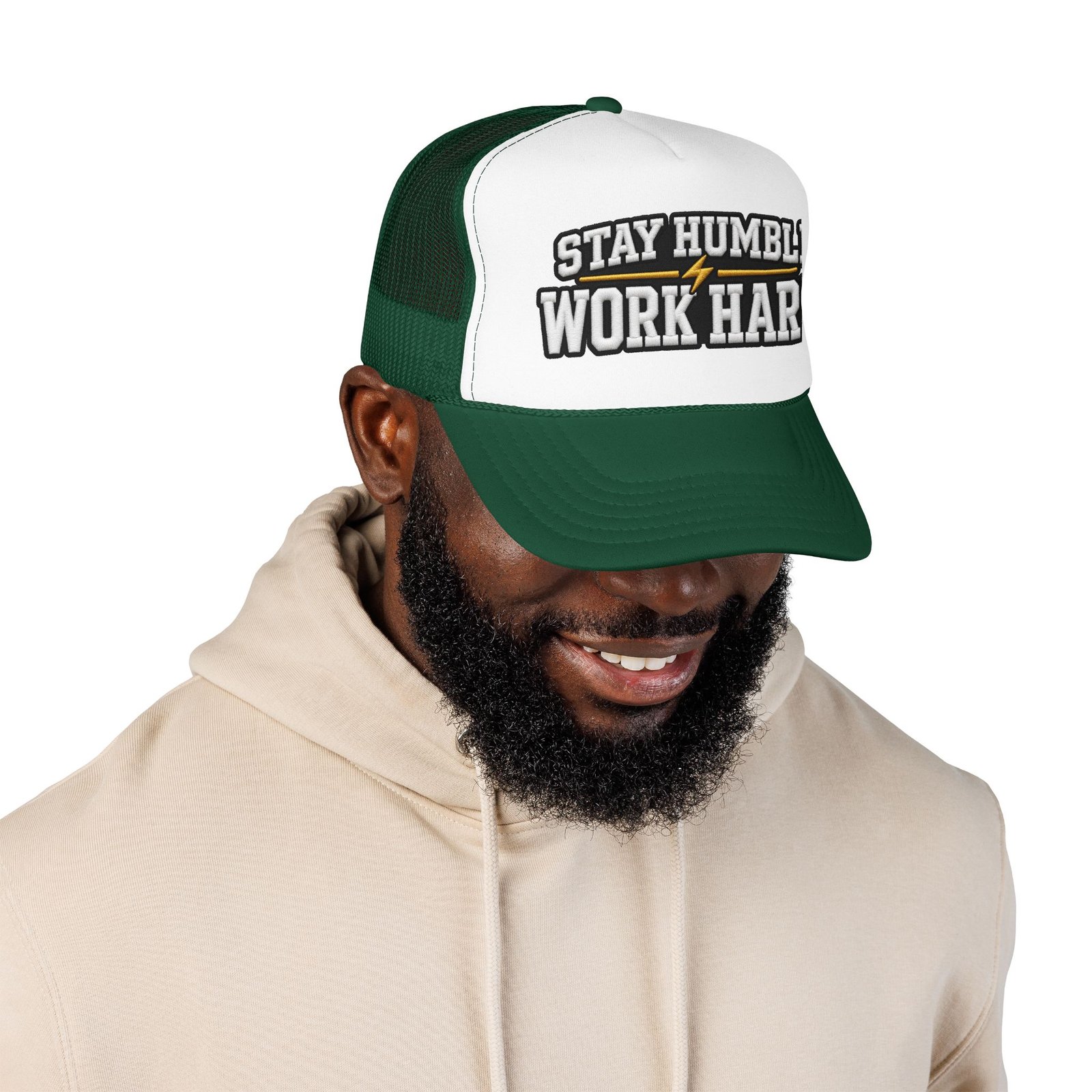 Stay Humble Work Hard Trucker Hat — Motivational Foam Mesh Cap - Image 3